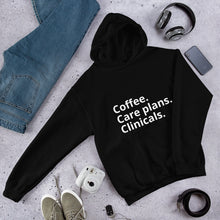 Load image into Gallery viewer, &quot;Coffee, Care plans, Clinicals&quot; Hoodie
